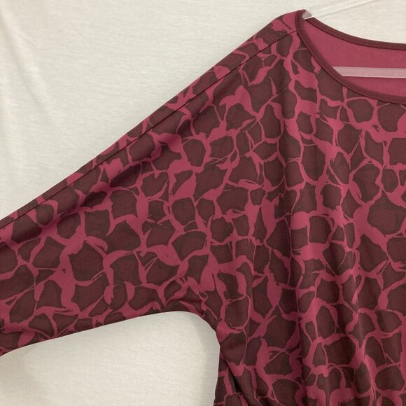 H by Halston Burgundy Animal Print Boat Neck 3/4 Sleeve Tie Front Dress 1X - Picture 5 of 10